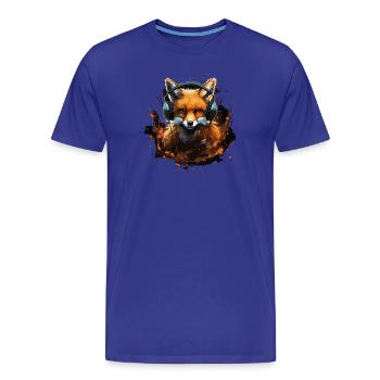 Renard avec casque Splatter Art - T-shirt bio Premium Homme - bleu roi - Devant - Damien (186cm)