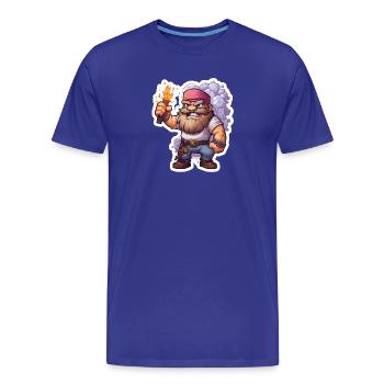 Pixel Dwarf With Torch Mining Game Shirt - Men's Premium Organic T-Shirt - royal blue - Front - Damien (186cm)