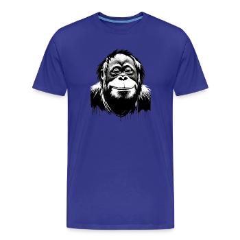 Visage d’orang-outan souriant | Le singe sourit - T-shirt bio Premium Homme - bleu roi - Devant - Damien (186cm)