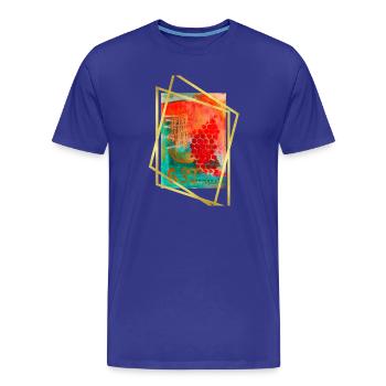 Fusion abstraite avec des hexagones vibrants - T-shirt bio Premium Homme - bleu roi - Devant - Damien (186cm)