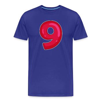 NEUF - 9 - Chiffre rouge - T-shirt bio Premium Homme - bleu roi - Devant - Damien (186cm)