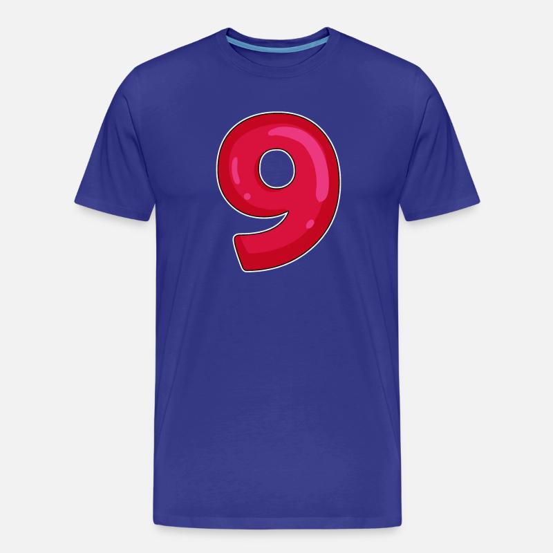 NEUN - 9 - Ziffer rot - Männer Premium Bio T-Shirt - Königsblau