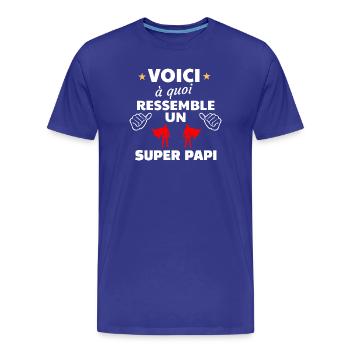 Message humoristique pour super papi - T-shirt bio Premium Homme - bleu roi - Devant - Damien (186cm)