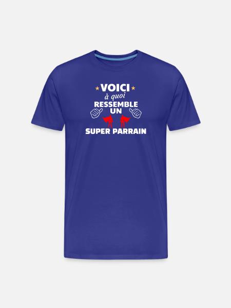 Humour Super Parrain Illustration - T-shirt bio Premium Homme - bleu roi