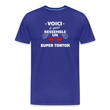 Super héros à thème de super tonton - T-shirt bio Premium Homme - bleu roi - Devant - Damien (186cm)