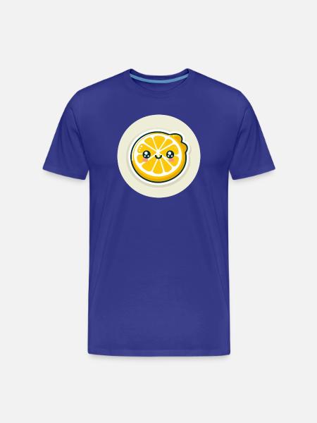 Yellow lemon slice with face - Men's Premium Organic T-Shirt - royal blue