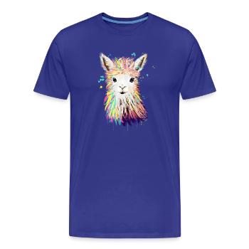 Llama Watercolor - Männer Premium Bio T-Shirt - Königsblau - Vorne - Damien (186cm)