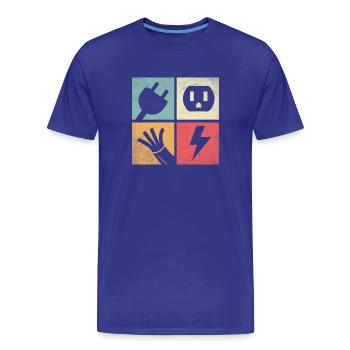 Connecteurs et Éclairs Pastel - T-shirt bio Premium Homme - bleu roi - Devant - Damien (186cm)