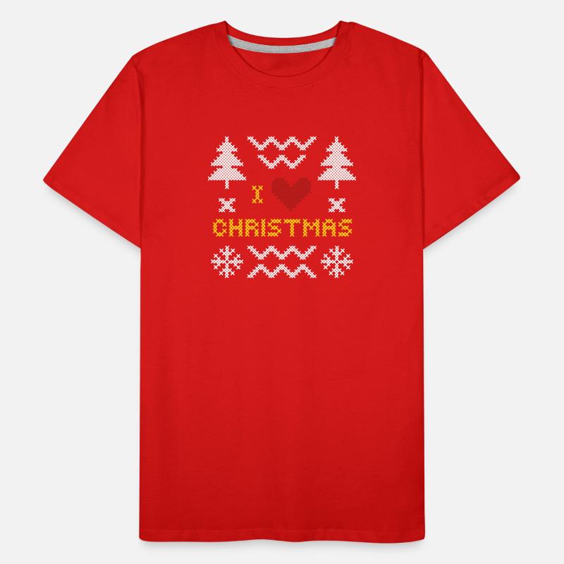 Weihnachtsherz Strickmuster Design Männer Premium Bio T-Shirt