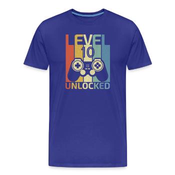 Level 10 freigeschaltet Lustiger Videospieler 10. Geburtstag - Männer Premium Bio T-Shirt - Königsblau - Vorne - Damien (186cm)