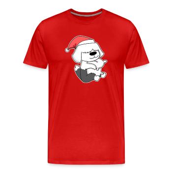 Schafpudel Hund Tier Weihnachten - Männer Premium Bio T-Shirt - Rot - Vorne - Damien (186cm)