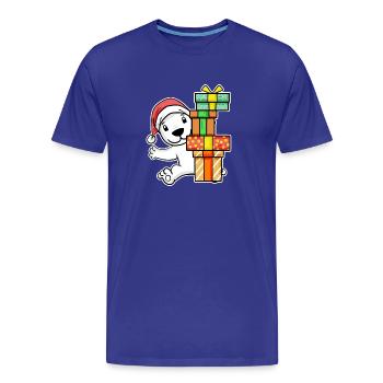 Eisbär mit Weihnachtsmütze und Weihnachtsgeschenk - Männer Premium Bio T-Shirt - Königsblau - Vorne - Damien (186cm)