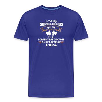 Humour Super-Héros Papa Illustration - T-shirt bio Premium Homme - bleu roi - Devant - Damien (186cm)