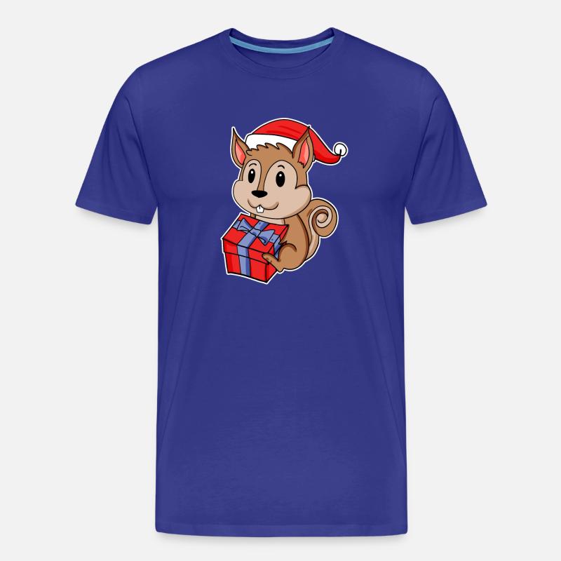 Eichhörnchen mit Weihnachtsmütze - Männer Premium Bio T-Shirt - Königsblau