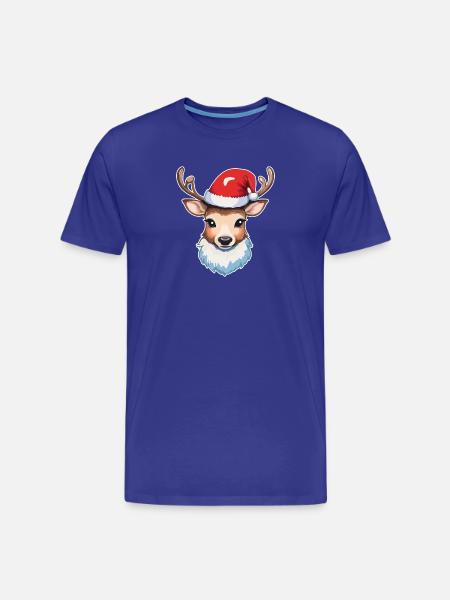 Reindeer Deer Christmas - Men's Premium Organic T-Shirt - royal blue
