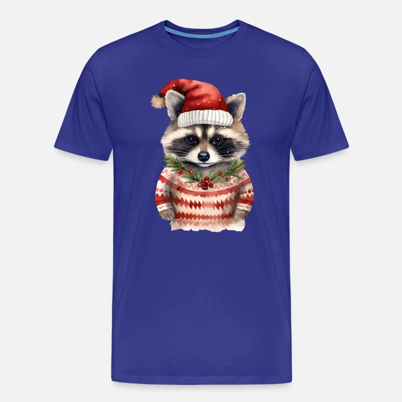 Waschbär Weihnachtspullover - Männer Premium Bio T-Shirt - Königsblau