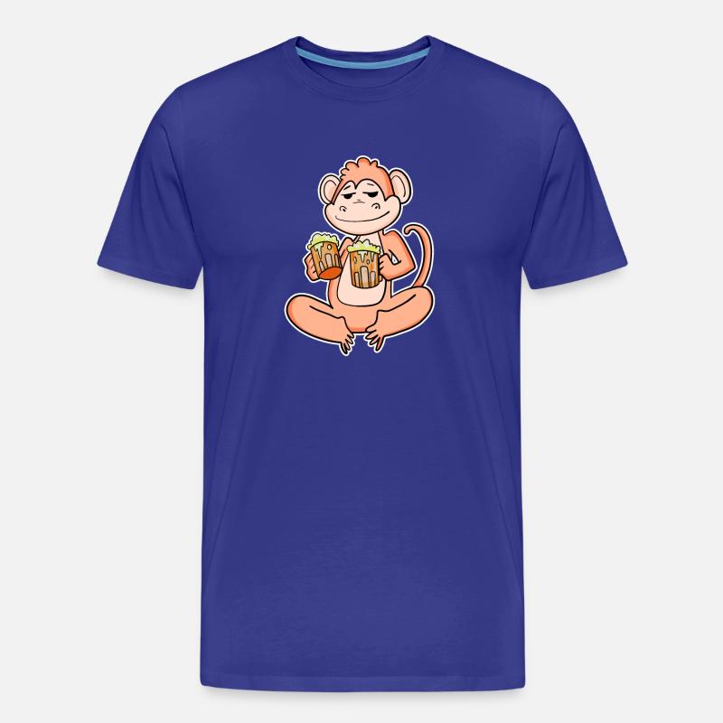 Affe mit Bier - Männer Premium Bio T-Shirt - Königsblau