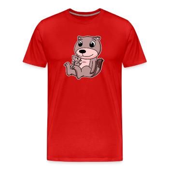 Famille de belettes - belette avec bébé - T-shirt bio Premium Homme - rouge - Devant - Damien (186cm)