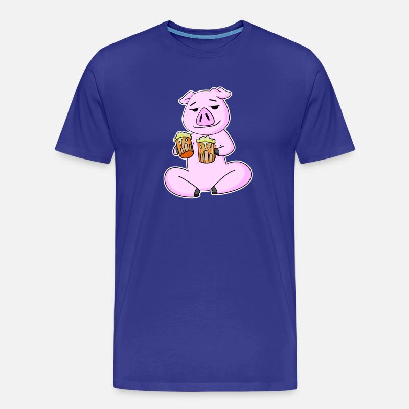 Schwein mit Bier - Männer Premium Bio T-Shirt - Königsblau