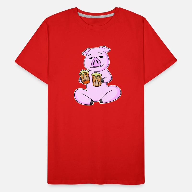 Schwein mit Bier Männer Premium Bio T-Shirt