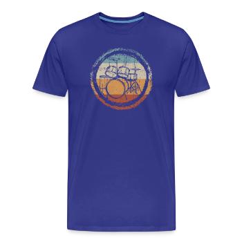 Timbre rétro tambour cercle - T-shirt bio Premium Homme - bleu roi - Devant - Damien (186cm)