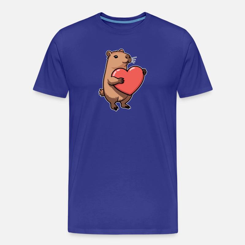Capybara avec coeur Saint-Valentin - T-shirt bio Premium Homme - bleu roi