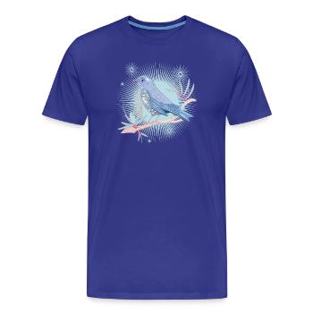 oiseau bleuâtre avec du gui dans l’ambiance hivernale - T-shirt bio Premium Homme - bleu roi - Devant - Damien (186cm)
