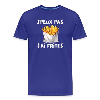frites, manger des frites, fast food - T-shirt bio Premium Homme - bleu roi - Devant - Damien (186cm)