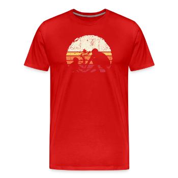 Sunset Silhouette: Family Planting Tree - Men's Premium Organic T-Shirt - red - Front - Damien (186cm)