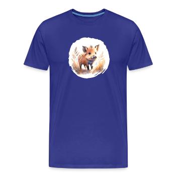 Wildschwein Ferkel Aquarell - Männer Premium Bio T-Shirt - Königsblau - Vorne - Damien (186cm)