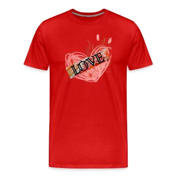 Coeur avec des fleurs et message d’amour - T-shirt bio Premium Homme - rouge - Devant - Damien (186cm)