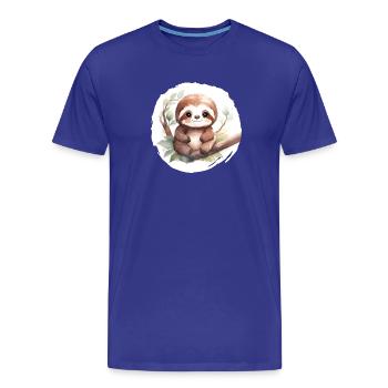 Faultier Aquarell - Männer Premium Bio T-Shirt - Königsblau - Vorne - Damien (186cm)
