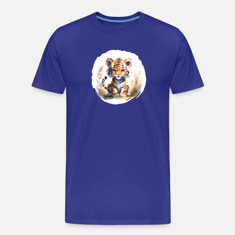 Tiger Aquarell - Männer Premium Bio T-Shirt - Königsblau