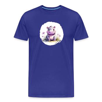 Aquarell Nilpferd - Männer Premium Bio T-Shirt - Königsblau - Vorne - Damien (186cm)
