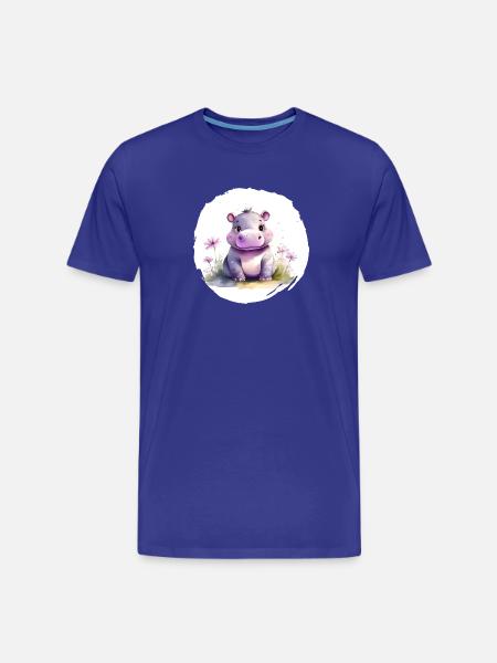 Aquarell Nilpferd - Männer Premium Bio T-Shirt - Königsblau