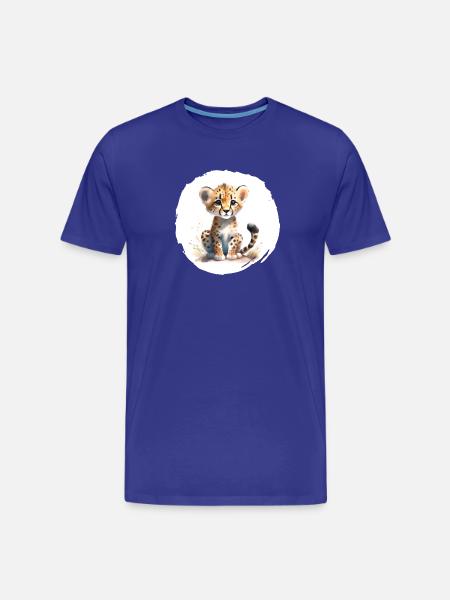 Aquarelle Guépard - T-shirt bio Premium Homme - bleu roi