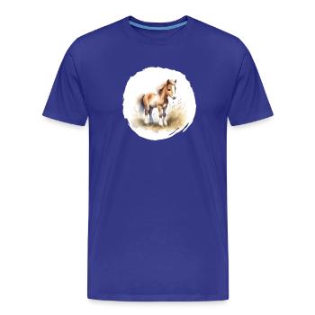 Aquarelle de poulain - T-shirt bio Premium Homme - bleu roi - Devant - Damien (186cm)