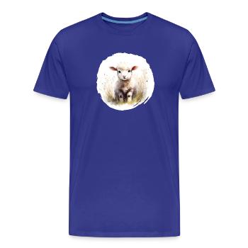 Lamb Watercolor - Men's Premium Organic T-Shirt - royal blue - Front - Damien (186cm)