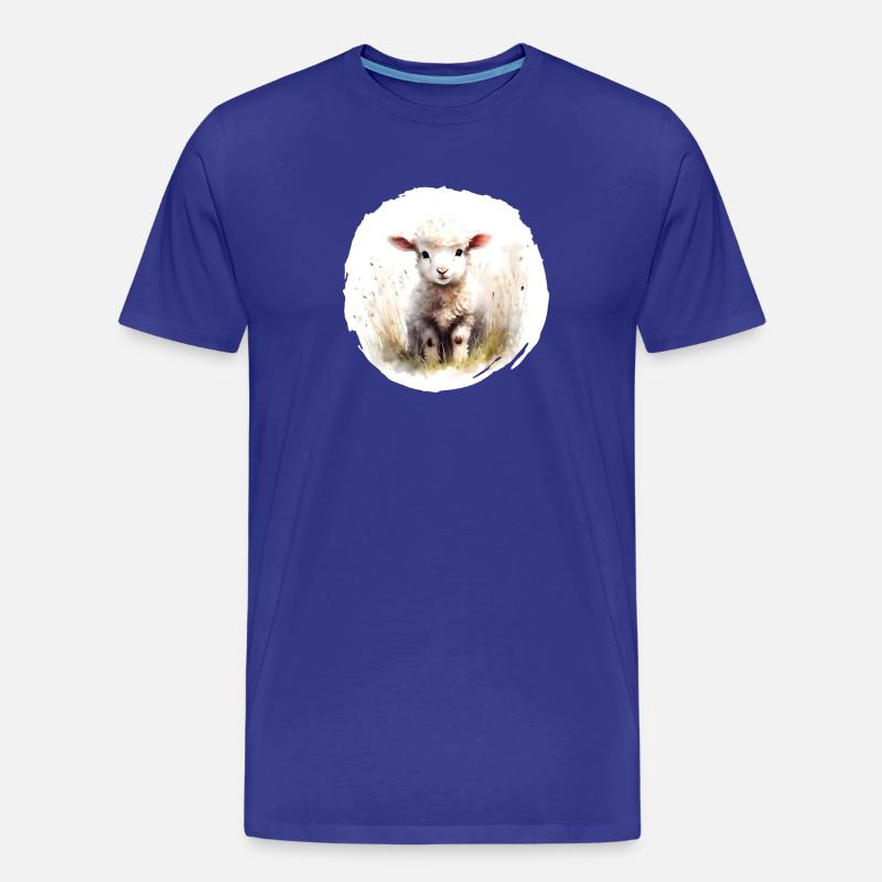 Lamm Aquarell - Männer Premium Bio T-Shirt - Königsblau
