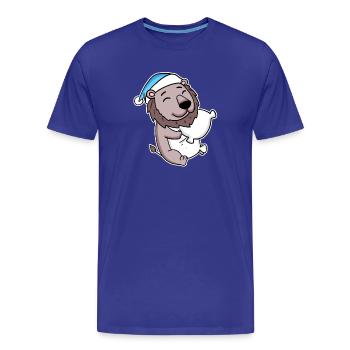 Löwe mit Kissen und Schlafmütze - Männer Premium Bio T-Shirt - Königsblau - Vorne - Damien (186cm)