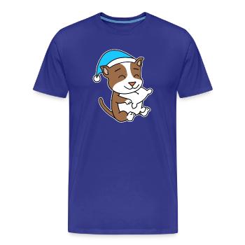 Staffordshire Bull Terrier Sleeping Fatigue Dog - Men's Premium Organic T-Shirt - royal blue - Front - Damien (186cm)