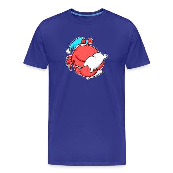 Crabe avec oreiller et bonnet somnolent - T-shirt bio Premium Homme - bleu roi - Devant - Damien (186cm)