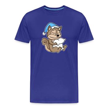 Écureuil avec oreiller et bonnet somnolent - T-shirt bio Premium Homme - bleu roi - Devant - Damien (186cm)