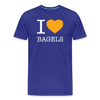 J’ADORE LES BAGELS - T-shirt bio Premium Homme - bleu roi - Devant - Damien (186cm)