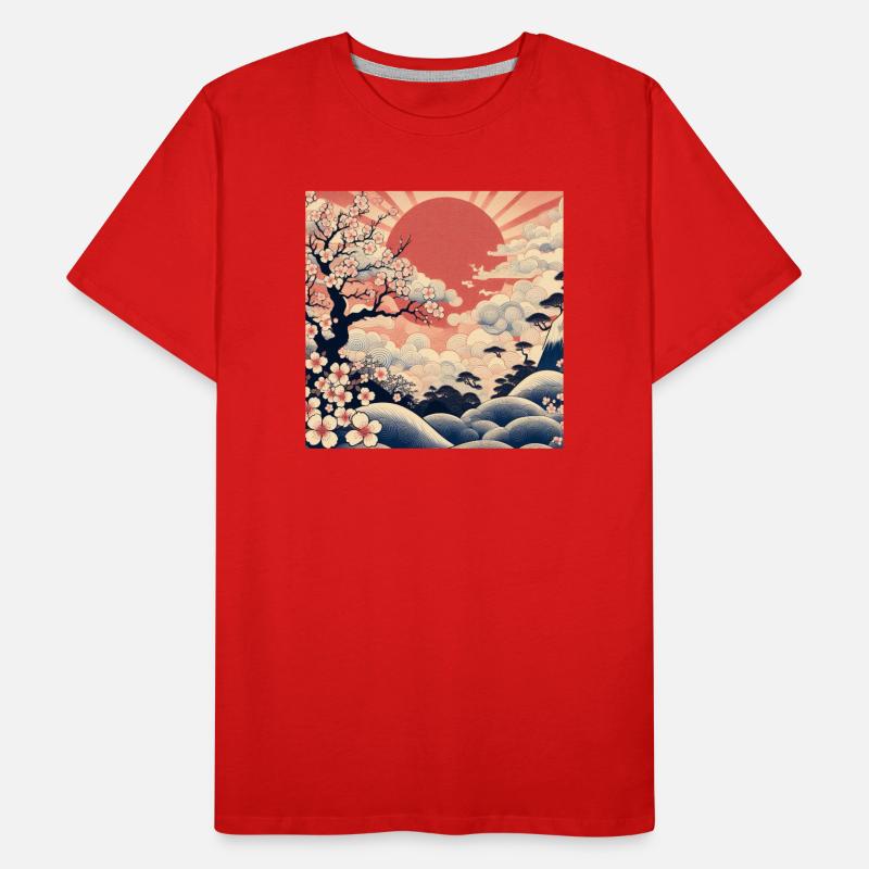 Style Ukiyo-e au lever du soleil T-shirt bio Premium Homme