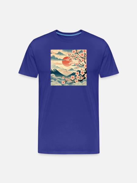 Ukiyo-e Style Sunrise II - Men's Premium Organic T-Shirt - royal blue