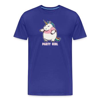 Unicorn Party Girl - Men's Premium Organic T-Shirt - royal blue - Front - Damien (186cm)