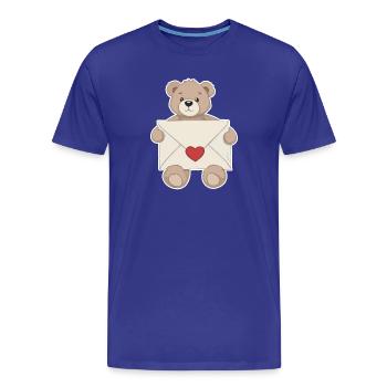 Ours en peluche avec lettre d’amour coeur amour - T-shirt bio Premium Homme - bleu roi - Devant - Damien (186cm)