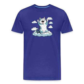 Chat qui se réveille, humour de chat ! - T-shirt bio Premium Homme - bleu roi - Devant - Damien (186cm)