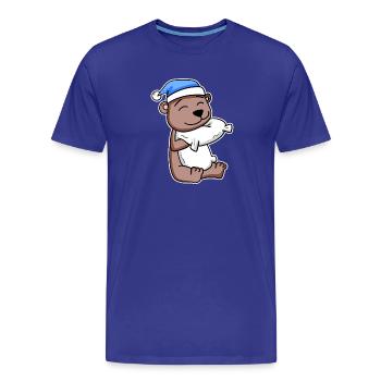 Ours avec oreiller et bonnet de couchage - T-shirt bio Premium Homme - bleu roi - Devant - Damien (186cm)